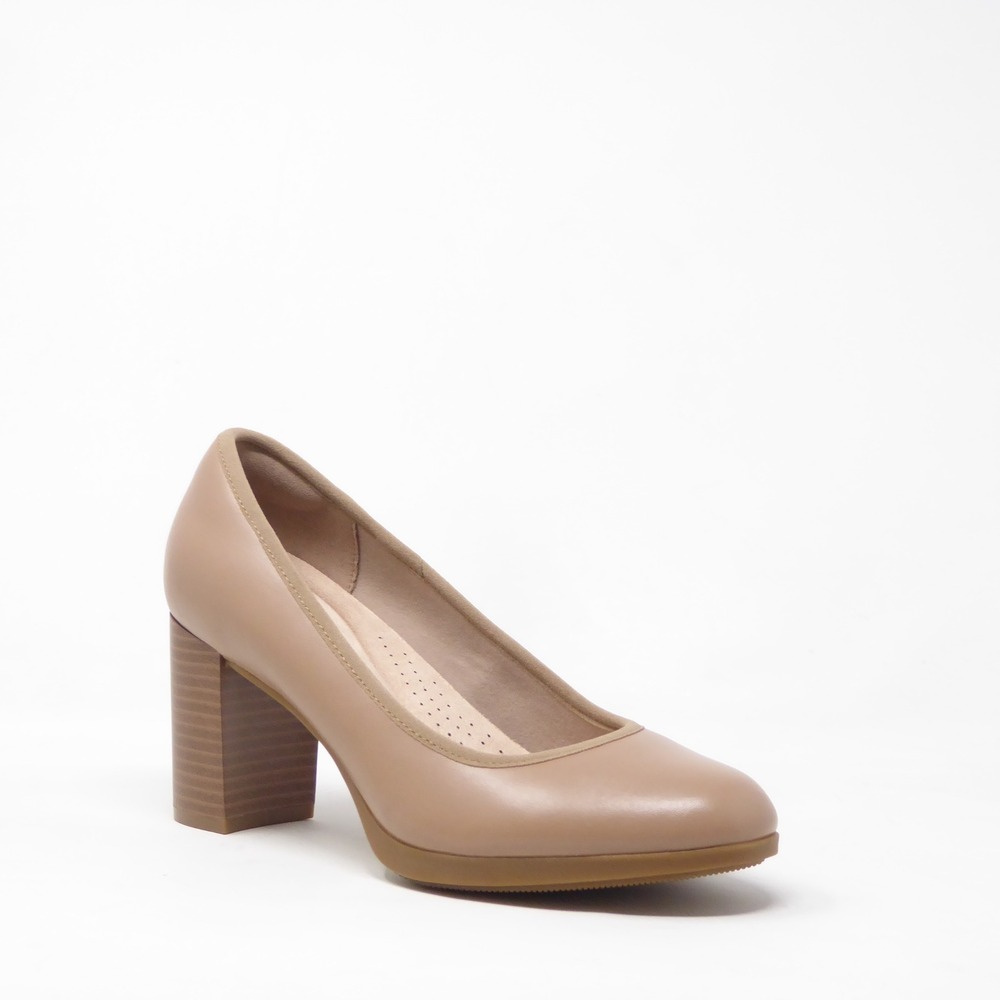 Clarks Women Pumps Warm Beige Bayla Carly Block Heel Size 8
